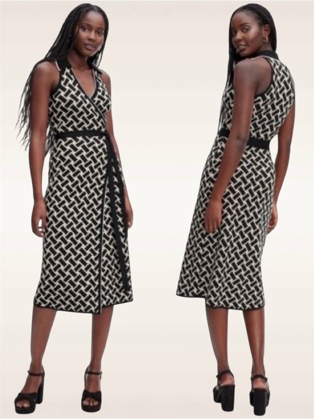 Diane von‎ Furstenberg for Target Vintage Weave Knit Wrap Midi Dress Size Small